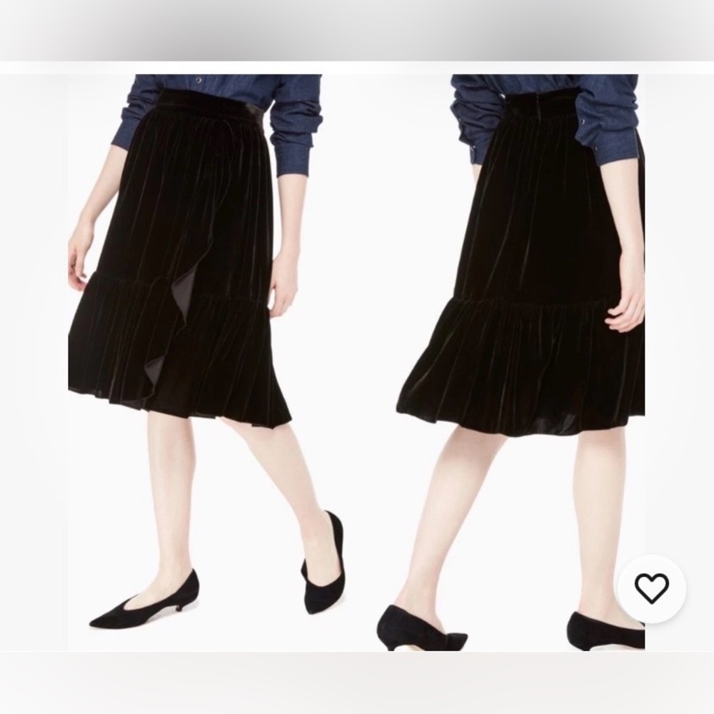 Kate Spade Black Asymmetrical Velvet Skirt